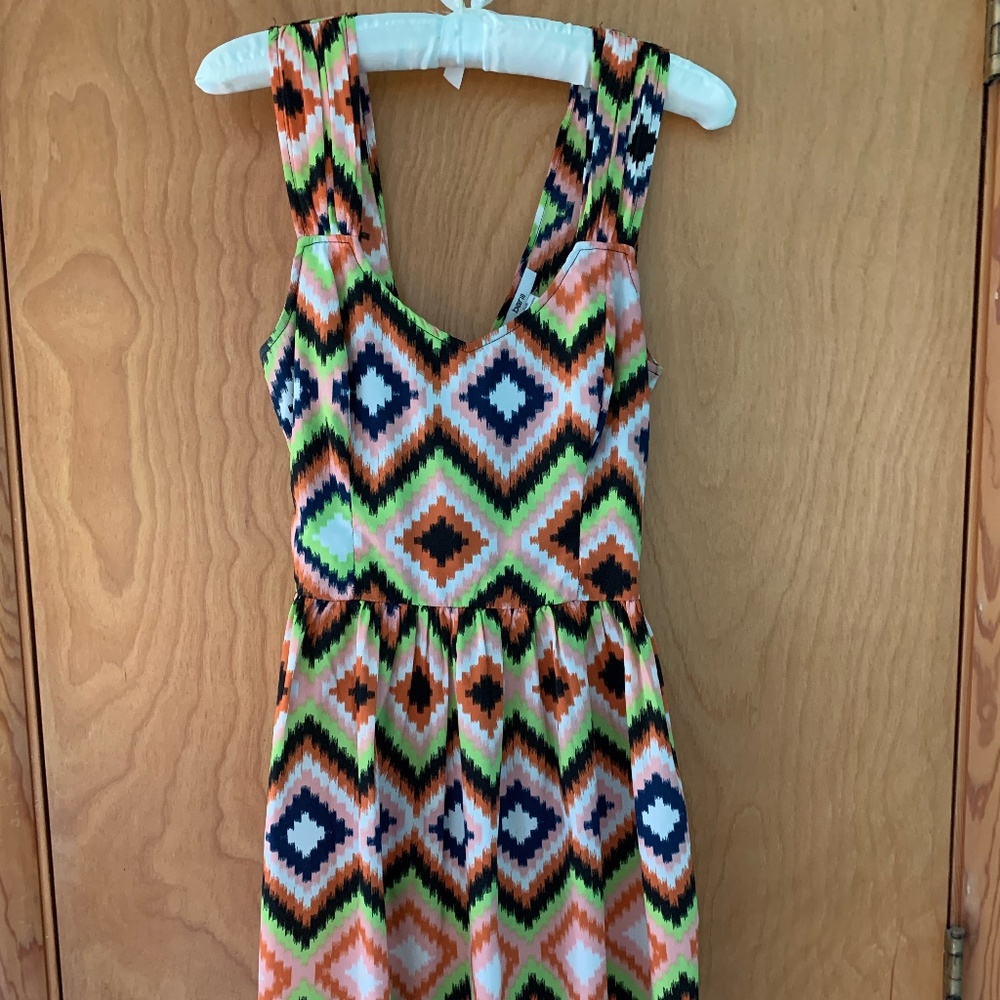 Bar III Women's Lime/Pink Summer Dress: Sz M